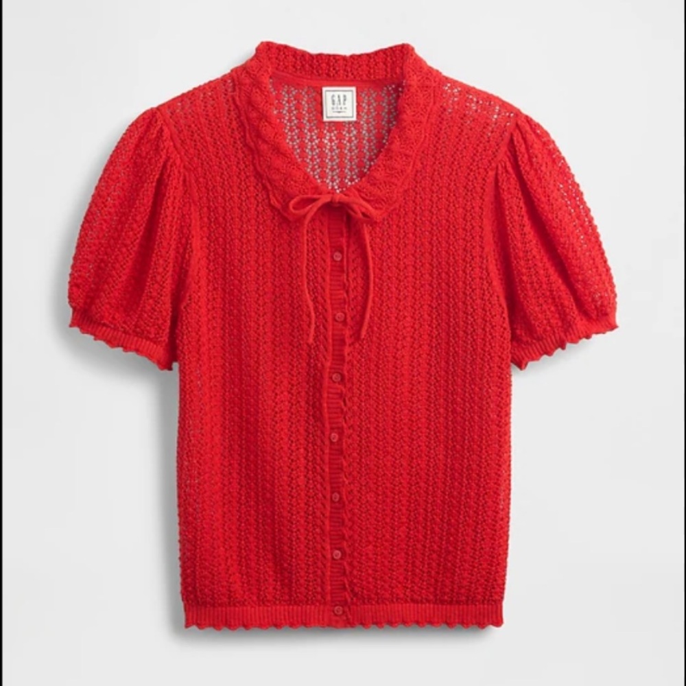 Doen x Gap Short Sleeve Pointelle Cardigan Top